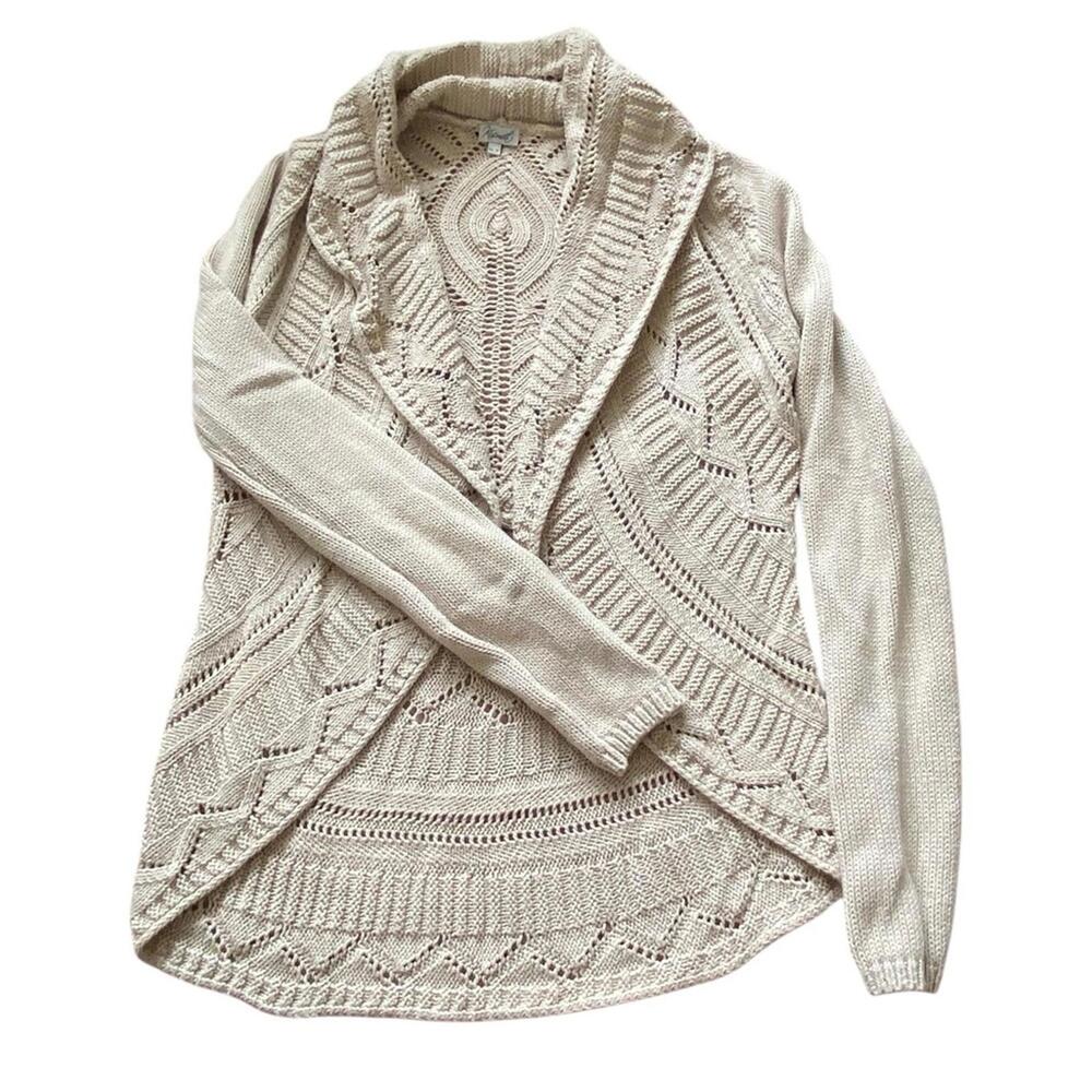 Kismet Cocoon Style Crocheted Cardigan Ecru Women's Sweater